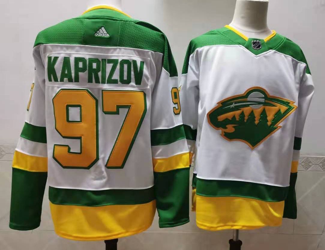 Men Minnesota Wild #97 Kaprizov White Throwback Authentic Stitched 2020 Adidias NHL Jersey->montreal canadiens->NHL Jersey